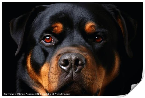 Portrait of a cute Rottweiler dog created with generative AI tec Print by Michael Piepgras