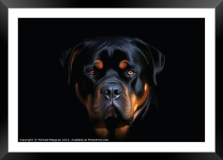 Portrait of a cute Rottweiler dog created with generative AI tec Framed Mounted Print by Michael Piepgras