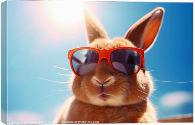 Rabbit with sunglasses created with generative AI technology. Canvas Print by Michael Piepgras