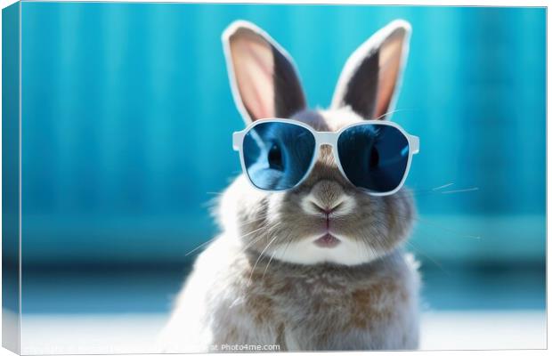 Rabbit with sunglasses created with generative AI technology. Canvas Print by Michael Piepgras