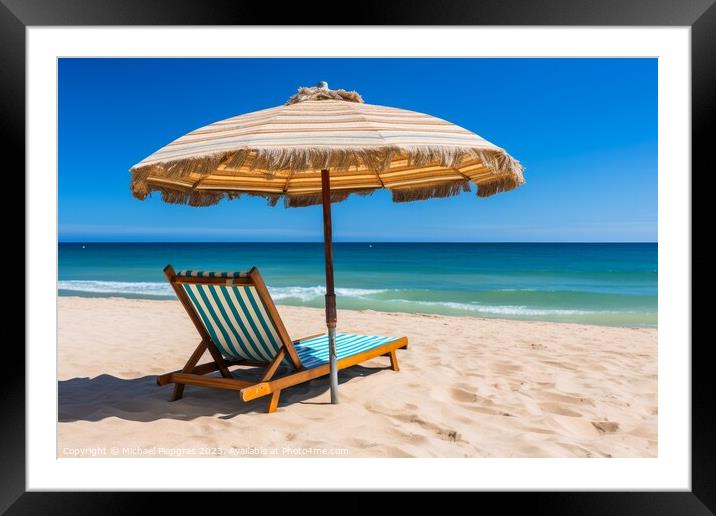 Relaxing at a tropical beach created with generative AI technolo Framed Mounted Print by Michael Piepgras