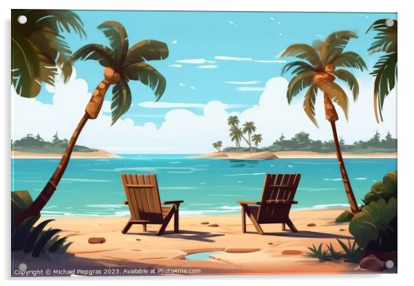 Relaxing at a tropical beach created with generative AI technolo Acrylic by Michael Piepgras