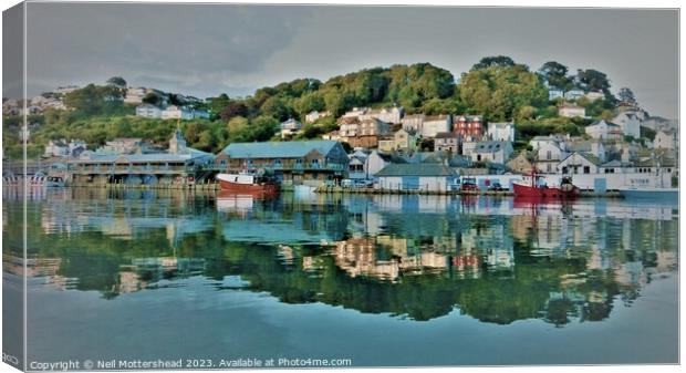 Evening Reflections At Looe. Canvas Print by Neil Mottershead