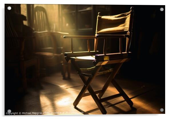 The Chair of a filming director in a ray of light created with g Acrylic by Michael Piepgras