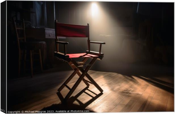 The Chair of a filming director in a ray of light created with g Canvas Print by Michael Piepgras