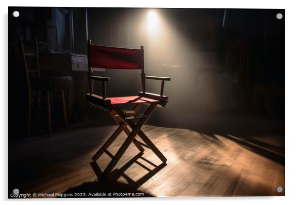 The Chair of a filming director in a ray of light created with g Acrylic by Michael Piepgras