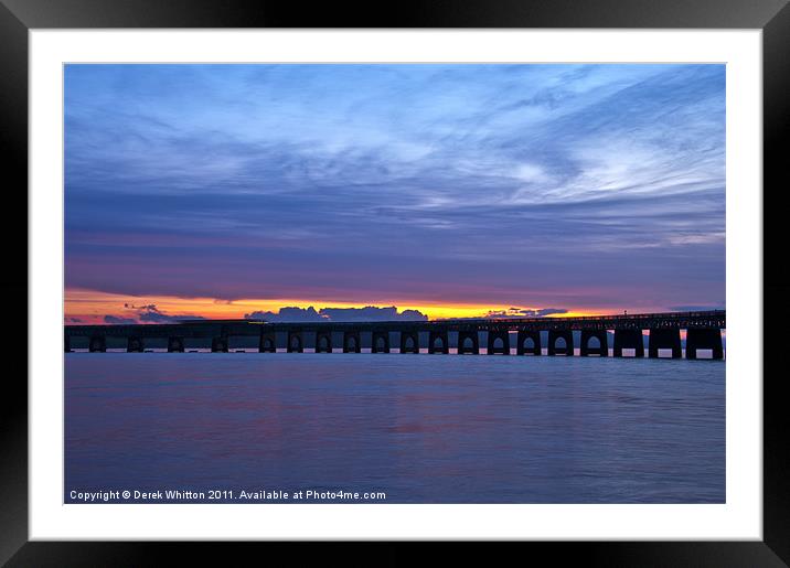 Tay Rail Bridge Sunset Framed Mounted Print by Derek Whitton