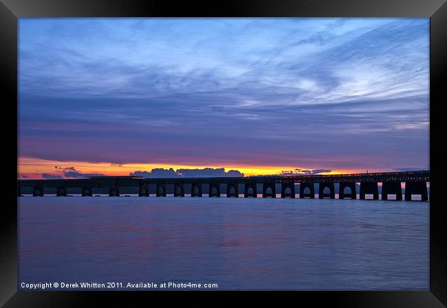 Tay Rail Bridge Sunset Framed Print by Derek Whitton