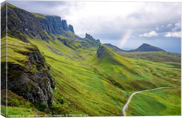 Quiraing and Rainbow Canvas Print by Darrell Evans