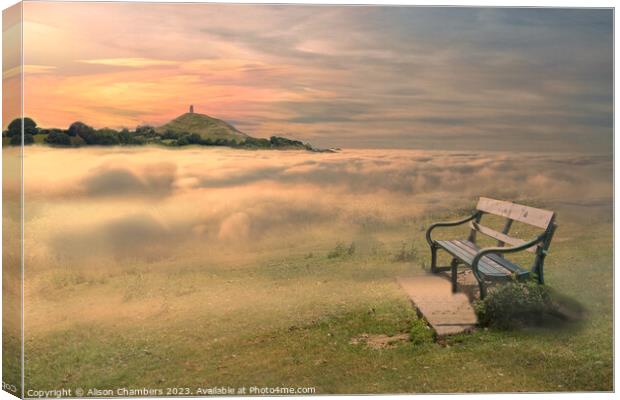 Glastonbury Tor and The Mists Of Avalon Canvas Print by Alison Chambers