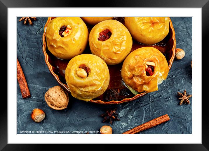 Baked apples, healthy fruit dessert. Framed Mounted Print by Mykola Lunov Mykola