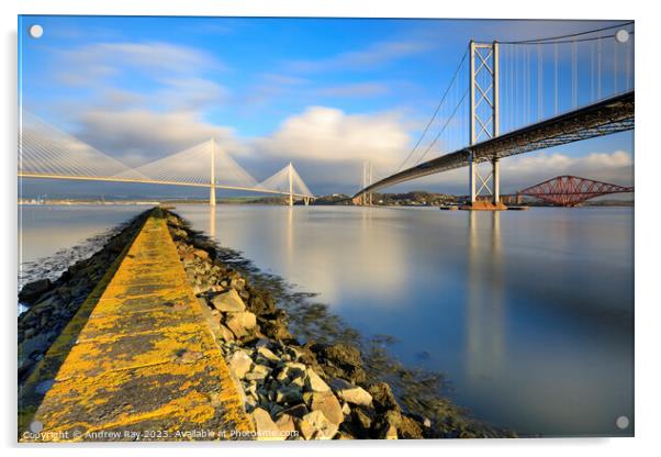 Forth Bridges.from South Queensferry.tif Acrylic by Andrew Ray
