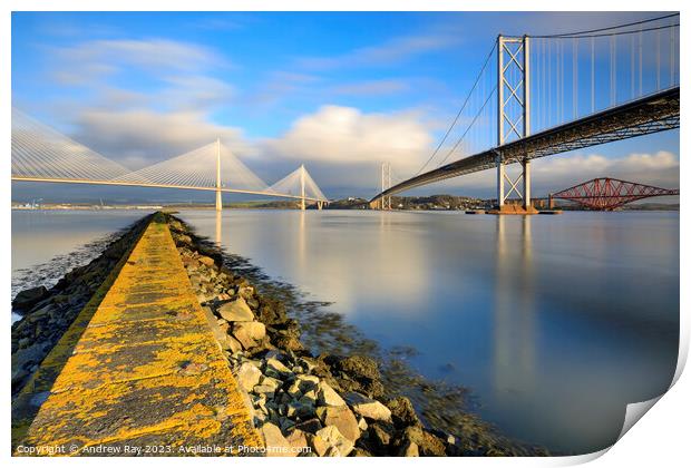 Forth Bridges.from South Queensferry.tif Print by Andrew Ray