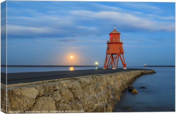 Twilight at Herd Groyne Canvas Print by Andrew Ray