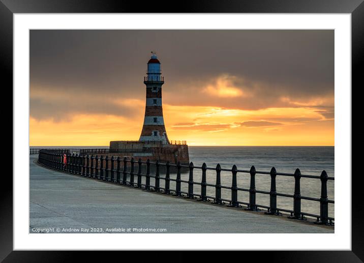 Roker Pier. Framed Mounted Print by Andrew Ray