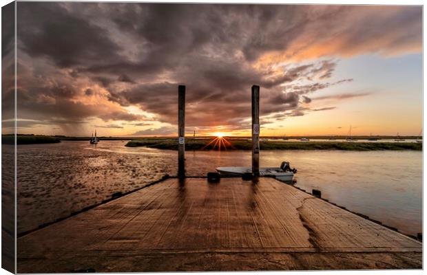 A moody sunset at Brancaster Staithe  Canvas Print by Gary Pearson