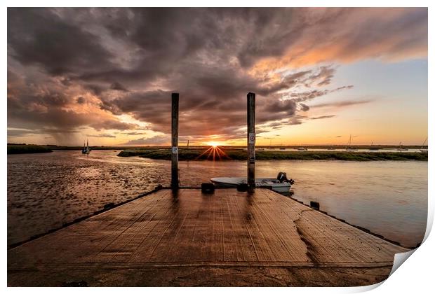 A moody sunset at Brancaster Staithe  Print by Gary Pearson