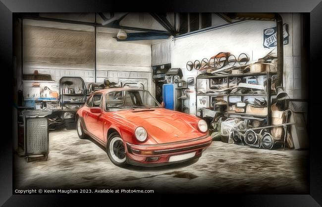"Ethereal Elegance: A Timeless Porsche Masterpiece Framed Print by Kevin Maughan