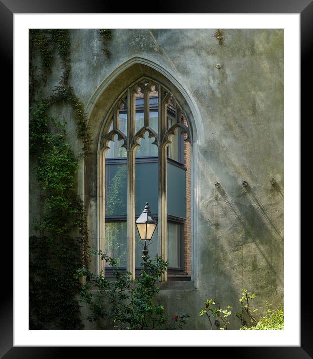 London street light seen through old windows of St Framed Mounted Print by Steve Heap