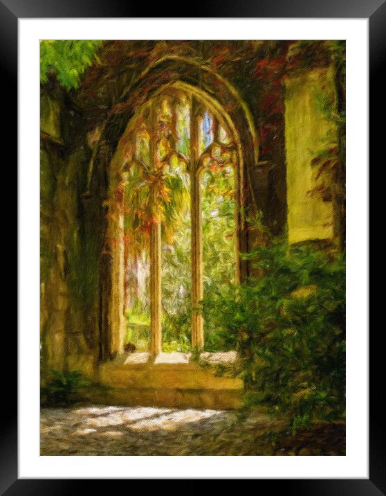 Digital oil painting of the windows of St Dunstan  Framed Mounted Print by Steve Heap