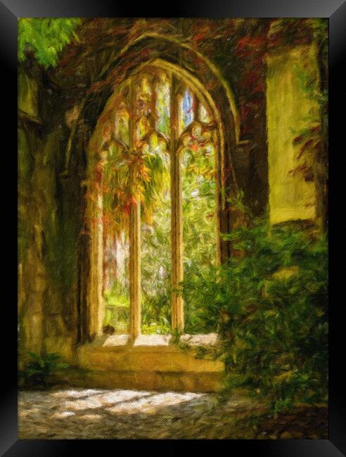 Digital oil painting of the windows of St Dunstan  Framed Print by Steve Heap