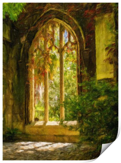Digital oil painting of the windows of St Dunstan  Print by Steve Heap