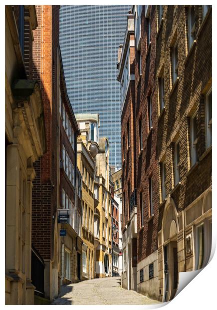 Lovat Lane in the City of London with skyscrapers  Print by Steve Heap