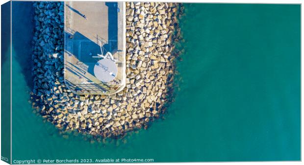 Pier end from above Canvas Print by Peter Borcherds
