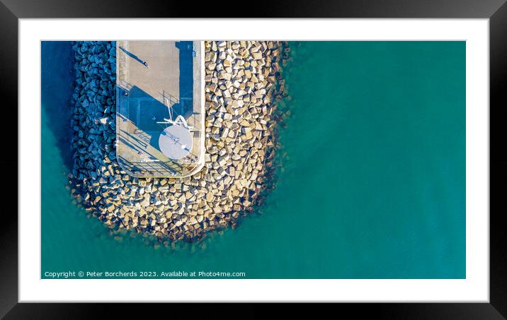 Pier end from above Framed Mounted Print by Peter Borcherds