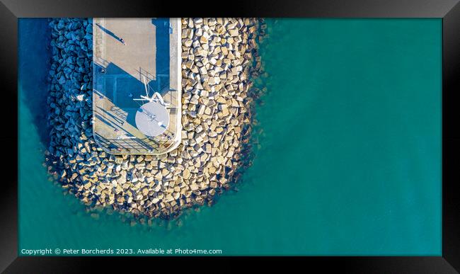 Pier end from above Framed Print by Peter Borcherds