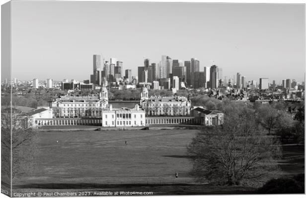 A Captivating View of Greenwich and Canary Wharf Canvas Print by Paul Chambers