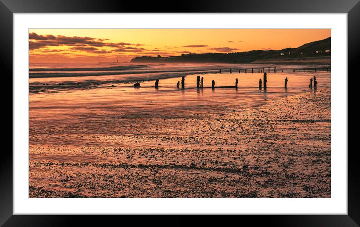 Sandsend to Whitby Beach at Sunrise Framed Mounted Print by Tim Hill