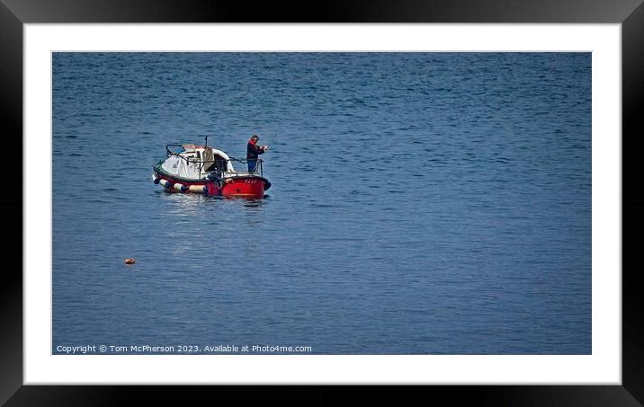 Lone Sea Angler Framed Mounted Print by Tom McPherson