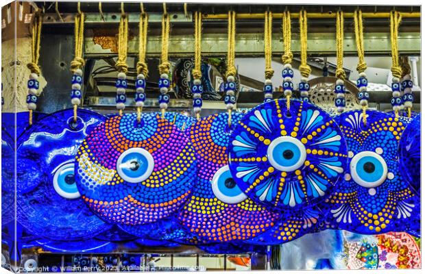 Colorful Blue Evil Eye Charms Grand Bazaar Istanbul Turkey Canvas Print by William Perry
