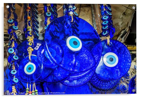 Colorful Blue Evil Eye Ornaments Charms Grand Bazaar Istanbul Tu Acrylic by William Perry