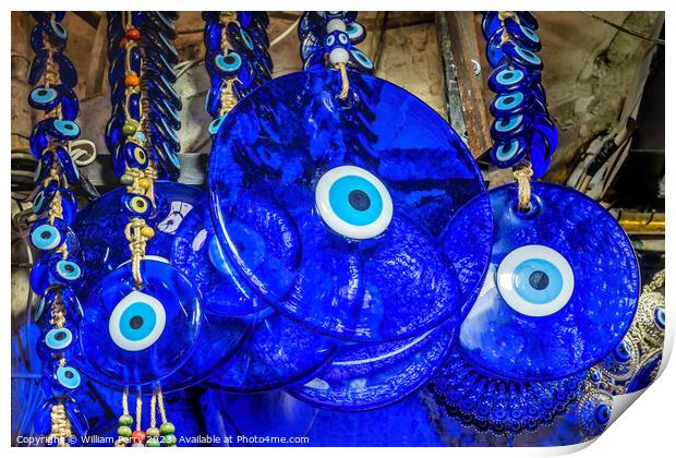 Colorful Blue Evil Eye Ornaments Charms Grand Bazaar Istanbul Tu Print by William Perry