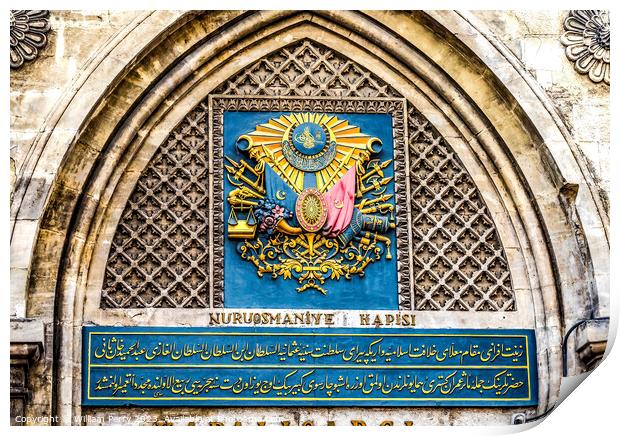 Colorful Nuruosmaniye Gate Grand Bazaar Istanbul Turkey Print by William Perry