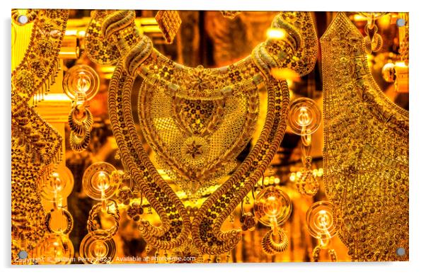 Colorful Golden Jewelry Necklaces Ornaments Grand Bazaar Istanbu Acrylic by William Perry
