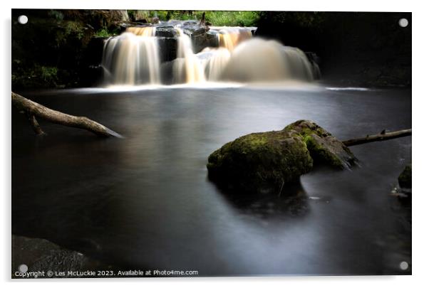 Long exposure waterfall Acrylic by Les McLuckie