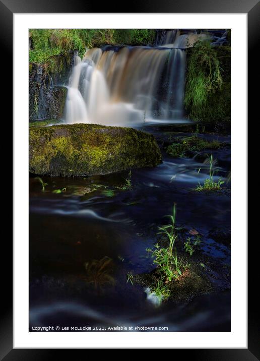 Waterfall  Framed Mounted Print by Les McLuckie