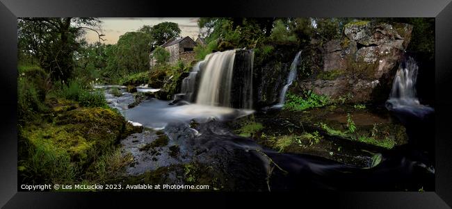 Waterfall at an old mill  Framed Print by Les McLuckie