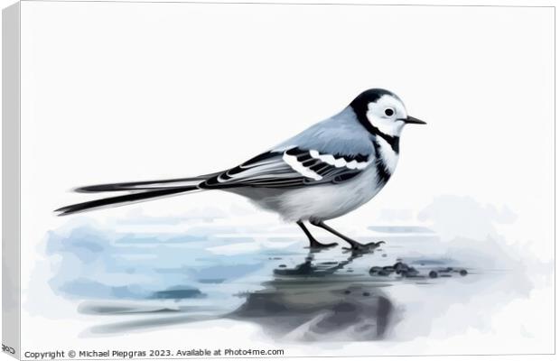 Watercolor wagtail on a white background created with generative Canvas Print by Michael Piepgras