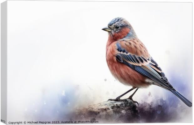 Watercolor linnet on a white background created with generative  Canvas Print by Michael Piepgras