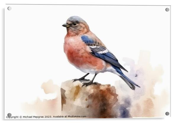 Watercolor linnet on a white background created with generative  Acrylic by Michael Piepgras