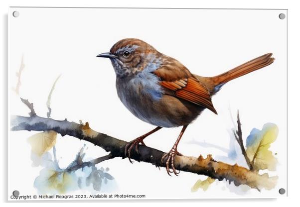 Watercolor painted dunnock on a white background. Acrylic by Michael Piepgras