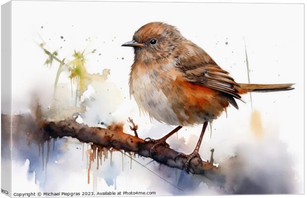Watercolor painted dunnock on a white background. Canvas Print by Michael Piepgras