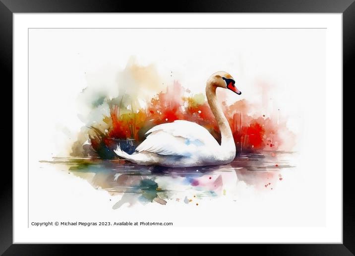Watercolor painted jaybird on a white background. Framed Mounted Print by Michael Piepgras