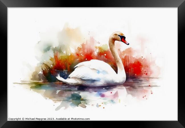 Watercolor painted jaybird on a white background. Framed Print by Michael Piepgras