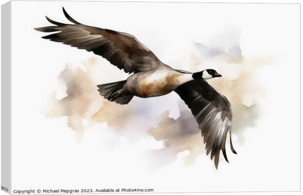 Watercolor painted canadian goose on a white background. Canvas Print by Michael Piepgras