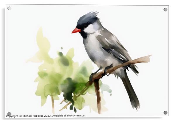 Watercolor painted eurasian blackcap on a white background. Acrylic by Michael Piepgras